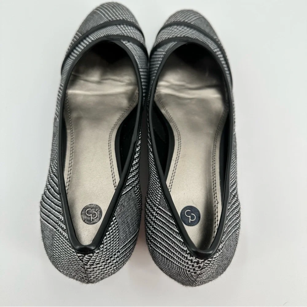C.P. Company Women’s Robin Black & White Fabric & Patent Comfort Wedges Sz 9.5M